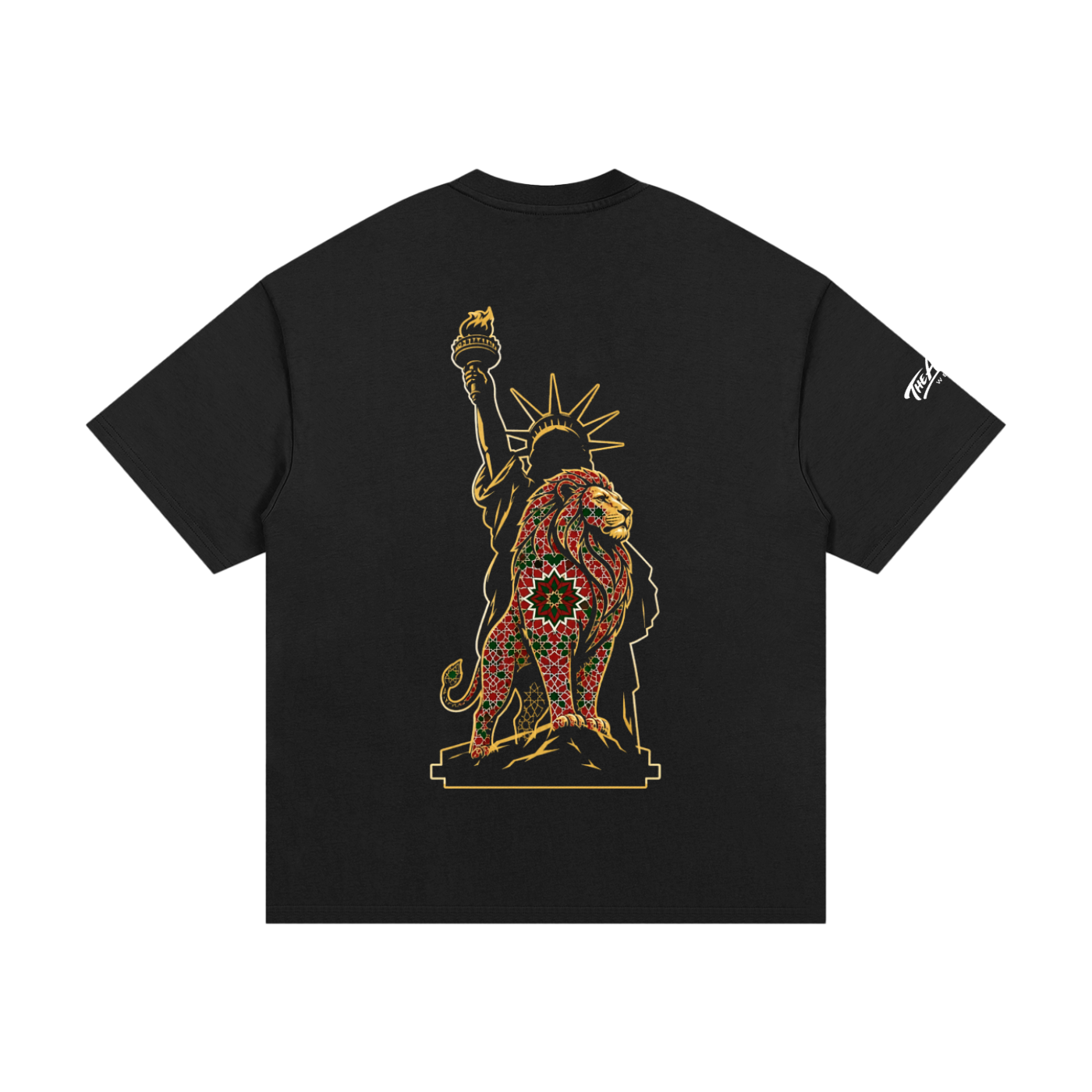liberty lion tee,330 gsm t shirt,fulfilled in usa,statue of liberty shirt,luxury streetwear,gift for him,for him,free shipping,heavyweight fashion tee
